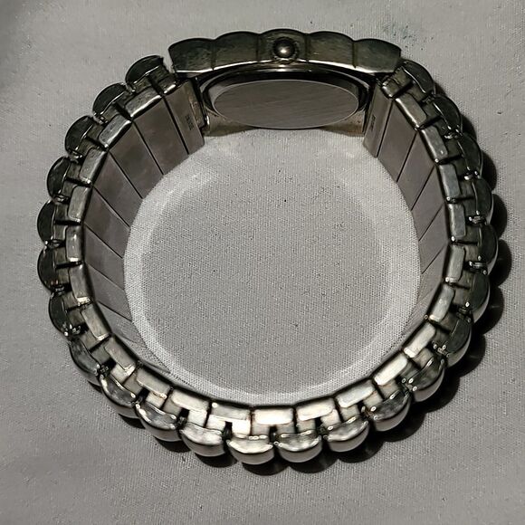 Lucida Industrial Thick Silver Metal Watch Expandable‎ Band White Abalone Face - Picture 7 of 10